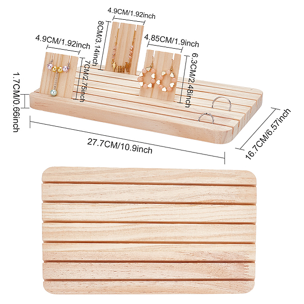 

PandaHall DELORIGIN 1Pc Rectangle Wooden Finger Ring Organizer Display Stands, Ring Display Plate with 3 Sizes Wooden Jewelry Display Card..., Orange