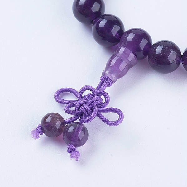 

PandaHall Chakra Jewelry, Natural Gemstone and Amethyst Stretch Mala Bead Bracelets, with Rubber and Alloy Findings, Golden, 2 inch(50mm)...