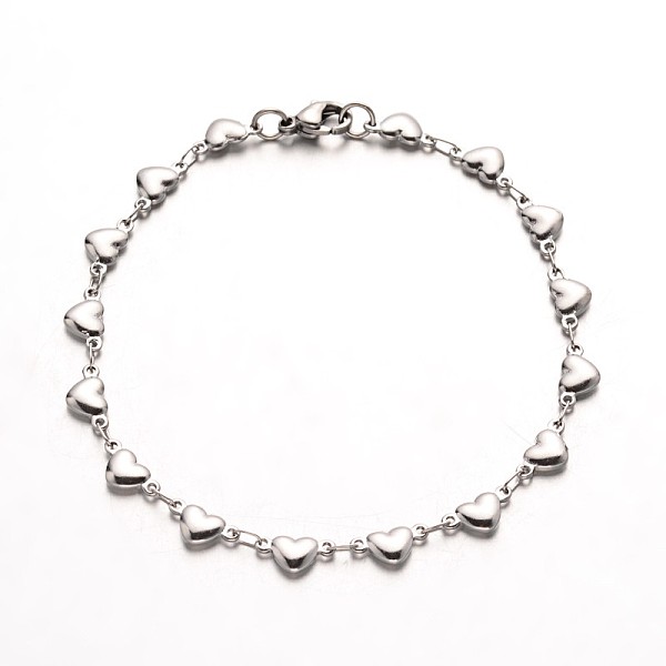 

PandaHall 304 Stainless Steel Heart Link Bracelets, with Lobster Claw Clasps, Stainless Steel Color, 8-1/4 inch(210mm), links: 9x4x2mm 304...