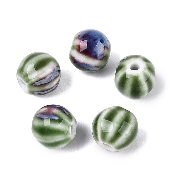 Vintage Porcelain Corrugated Beads