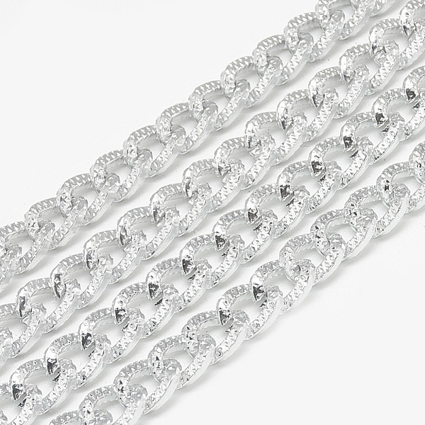 

PandaHall Unwelded Aluminum Textured Curb Chains, Gainsboro, 8x6x1.8mm Aluminum Gray