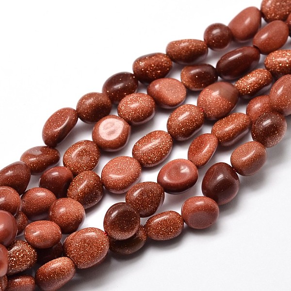

PandaHall Synthetic Goldstone Beads Strands, Tumbled Stone, Nuggets, 5~10x6~7x3~7mm, hole: 1mm, about 14.9 inch~15.7 inch Goldstone Nuggets