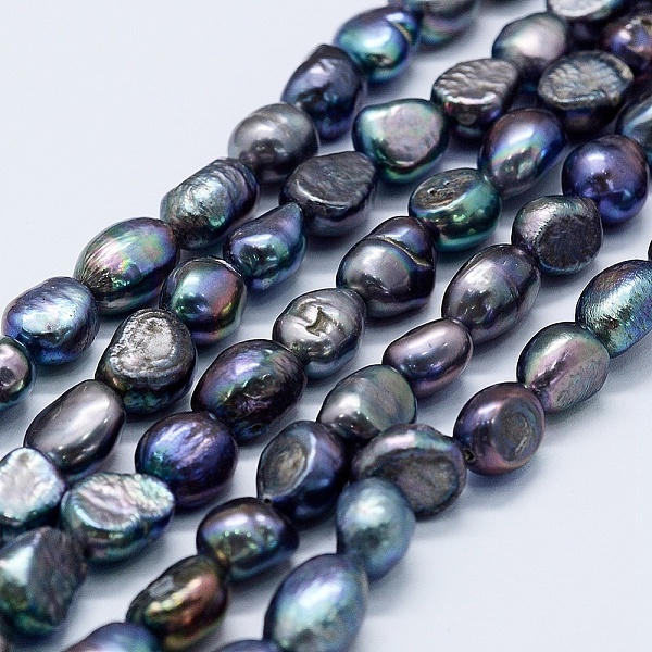 

PandaHall Natural Cultured Freshwater Pearl Beads Strands, Dyed, Potato, Midnight Blue, 8~10x7~8x7~8mm, Hole: 0.5mm, about 36pcs/strand...