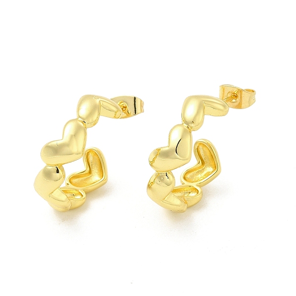 

PandaHall Brass Heart Stud Earrings for Women, Light Gold, 29x22.5x7mm, Pin: 0.6mm Brass Heart