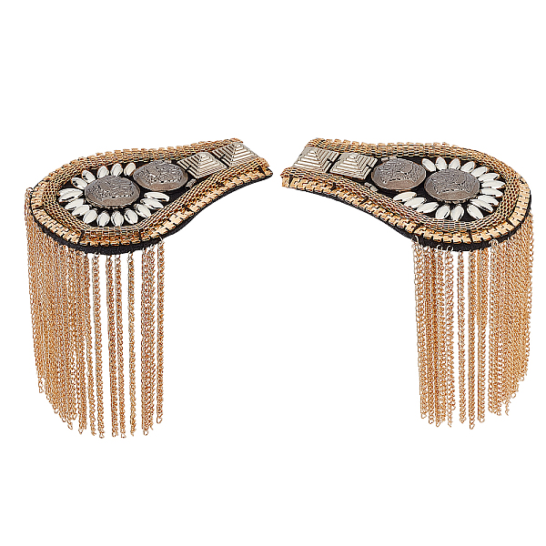 

PandaHall SUPERFINDINGS 1 Pair Shoulder Epaulets Tassel Light Gold Fashion Epaulet Board Link Chain Badge with Iron Chains and Plastic Felt...
