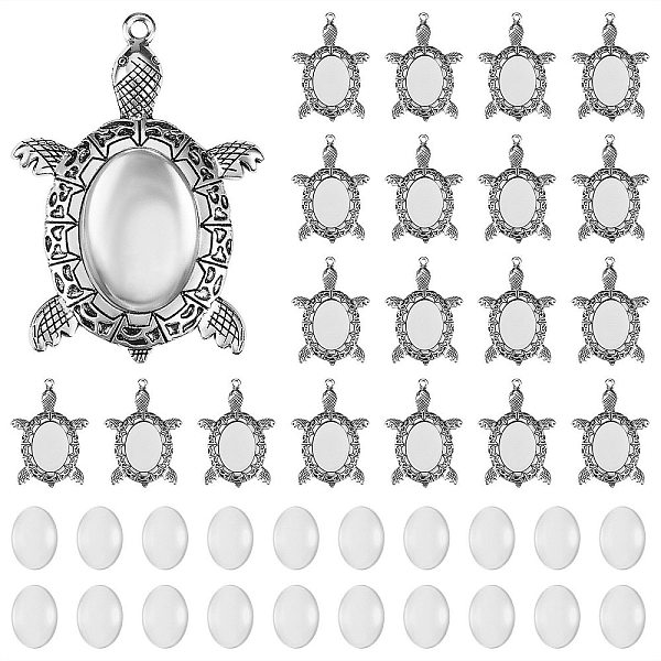 

PandaHall DIY Pendant Making Kits, Including Alloy Pendant Cabochons Settings and Glass Cabochons, Antique Silver, 54x38.5x3mm, Hole: 2mm...