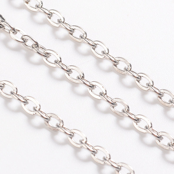 

PandaHall Iron Cable Chains, Unwelded, with Spool, Flat Oval, Cadmium Free & Lead Free, Platinum Color, 3x2.2x0.6mm, about 32.8 Feet...