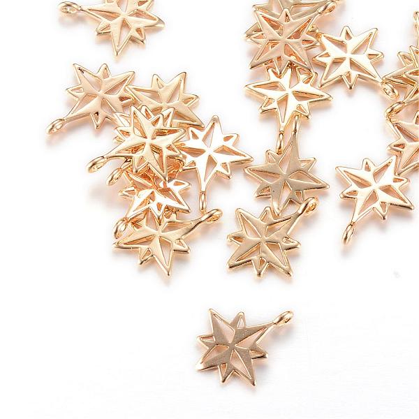 

PandaHall Brass Charms, Star, Light Gold, 14x11x1mm, Hole: 1mm Brass Star