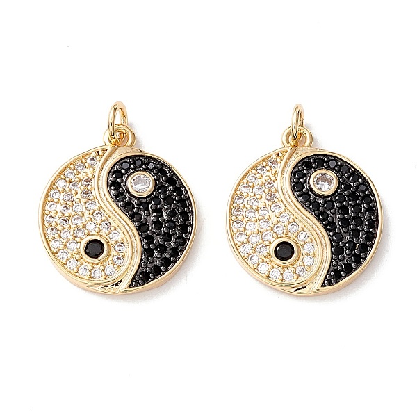 

PandaHall Rack Plating Brass Micro Pave Clear & Black Cubic Zirconia Pendants, Long-Lasting Plated, Cadmium Free & Lead Free, Flat Round..., Multicolor