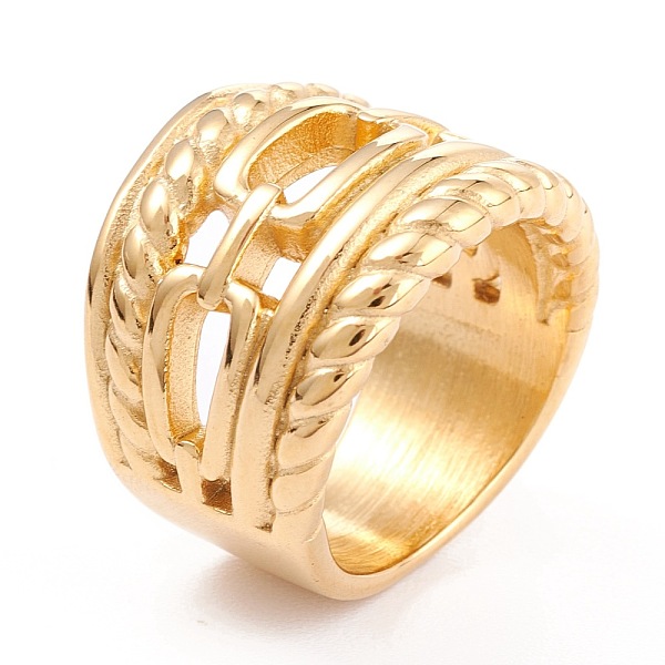 

PandaHall Ion Plating(IP) 304 Stainless Steel Finger Rings, Golden, US Size 7(17.3mm), 8~17.5mm 304 Stainless Steel