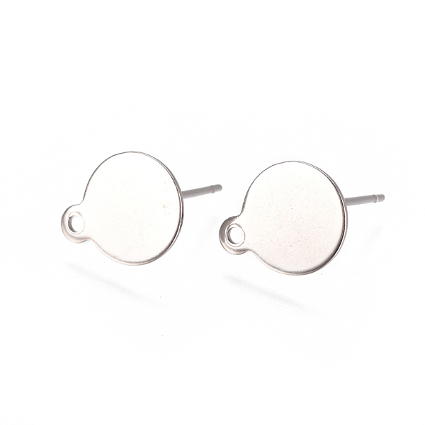 

PandaHall 304 Stainless Steel Ear Stud Components, with Loop and Flat Plate, Flat Round, Stainless Steel Color, 13x10.5mm, Hole: 1.4mm, Pin...