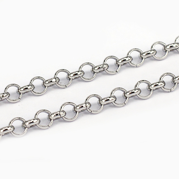 

PandaHall 3.28 Feet 304 Stainless Steel Rolo Chains, Belcher Chains, Unwelded, Stainless Steel Color, 4x1mm 304 Stainless Steel