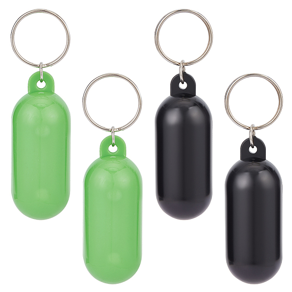 

PandaHall 4Pcs 2 Colors Plastic Pill-shape Floating Pendant Keychain, for Boating Fishing Kayak Surfing Sailing and Outdoor Sports..., Multicolor