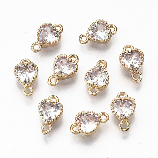 

PandaHall Eco-Friendly Glass Links Connectors, with Light Gold Tone Brass Findings, Long-Lasting Plated, Cadmium Free & Lead Free, Heart..., Clear