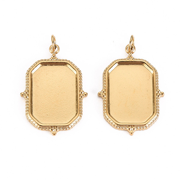 

PandaHall 304 Stainless Steel Pendant Cabochon Settings, with Jump Rings, Rounded Rectangle, Real 14K Gold Plated, Tray: 14.5x10mm...