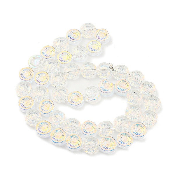 

PandaHall AB Color Plated Electroplate Glass Transparent Beads Strands, Flower, Clear AB, 14x14.5x5.5mm, Hole: 1.2mm, about 45pcs/strand..., White