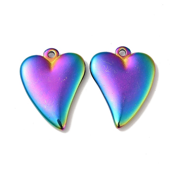 

PandaHall 304 Stainless Steel Pendants, Heart, Rainbow Color, 22x17x3mm, Hole: 1.6mm 304 Stainless Steel Heart