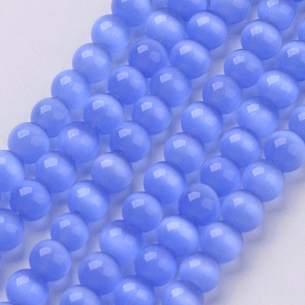 

PandaHall Cat Eye Beads, Round, Royal Blue, 10mm, Hole: 1mm, about 39pcs/strand, 15 inch Glass Round Blue
