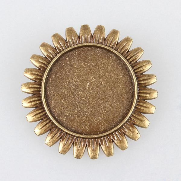 

PandaHall Vintage Alloy Brooch Cabochon Bezel Settings, with Iron Pin Brooch Back Bar Findings, Flower, Cadmium Free & Nickel Free & Lead...