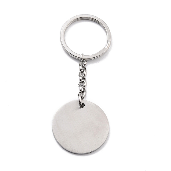 

PandaHall 304 Stainless Steel Keychain, Stamping Blank Tag, Flat Round, Mixed Color, 88mm Stainless Steel Flat Round