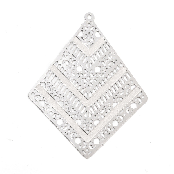 

PandaHall 304 Stainless Steel Etched Metal Embellishments Big Pendants, Rhombus Charm, Stainless Steel Color, 50x40x0.3mm, Hole: 1.5mm 304...