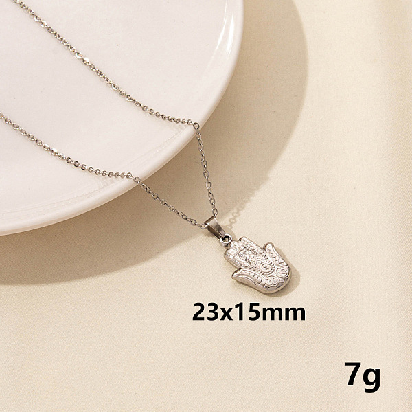 

PandaHall Stainless Steel Hamsa Hand Pendant Necklaces, Cable Chain Necklaces Stainless Steel