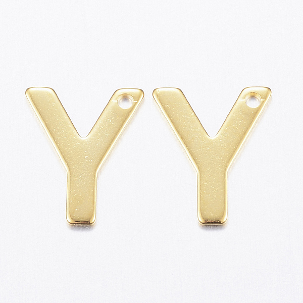 

PandaHall 304 Stainless Steel Charms, Letter.Y, Real 18K Gold Plated, 11x9x0.8mm, Hole: 1mm 304 Stainless Steel Letter