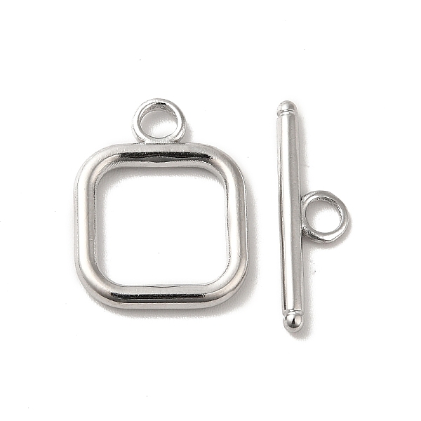 

PandaHall 304 Stainless Steel Toggle Clasps, Square, Stainless Steel Color, Square: 18x13.5x2mm, Hole: 3mm, Bar: 19.5x6x2mm, Hole: 3mm 304...