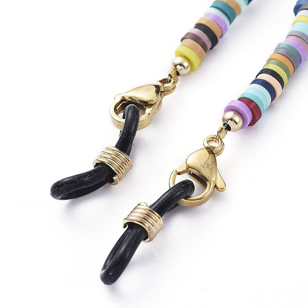

PandaHall Eyeglasses Chains, Neck Strap for Eyeglasses, with Handmade Polymer Clay Heishi Beads, Alloy Lobster Claw Clasps and Rubber Loop...