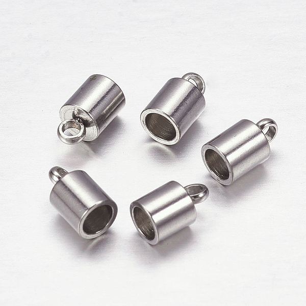 

PandaHall 201 Stainless Steel Cord Ends, End Caps, Column, Stainless Steel Color, 7x4mm, Hole: 1mm, 2.5mm inner diameter 201 Stainless Steel