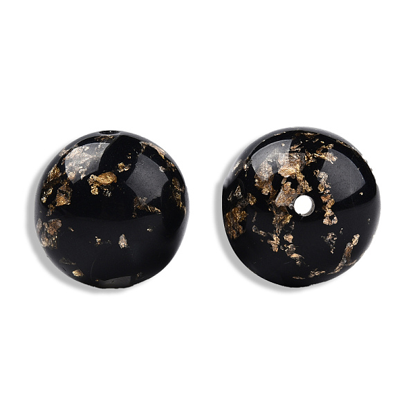 

PandaHall Opaque Resin Beads, with Gold Foil, Round, Black, 20mm, Hole: 2~2.4mm Resin Round Black