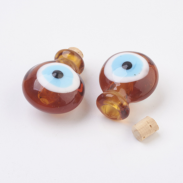 

PandaHall Handmade Lampwork Perfume Bottle Pendants, Essential Oil Bottle, Evil Eye, Dark Red, 29.5~30mm, Hole: 5~5.5mm, Bottle Capacity...