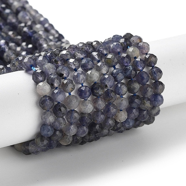 

PandaHall Natural Iolite Beads Strands, Faceted, Round, 4mm, Hole: 0.7mm, about 90~91pcs/strand, 15.20~15.35 inch(38.6~39cm) Iolite Round