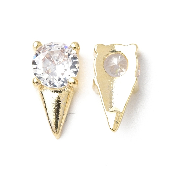

PandaHall Brass Micro Pave Clear Cubic Zirconia Cabochons, Triangle, Real 18K Gold Plated, 8.5x4x3mm Brass+Cubic Zirconia Triangle Clear