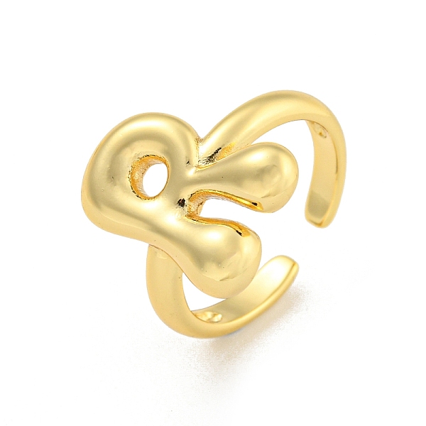 

PandaHall Brass Letter Open Cuff Rings for Women, Adjustable, Real 18K Gold Plated, Letter R, 15~16.5x7~16.5mm Brass Letter R