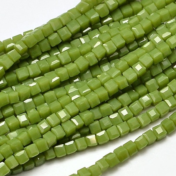 

PandaHall Faceted Cube Glass Beads Strands, Yellow Green, 2.5x2.5x2.5mm, Hole: 0.5mm, about 185pcs/strand, 15.7 inch Glass Cube Green