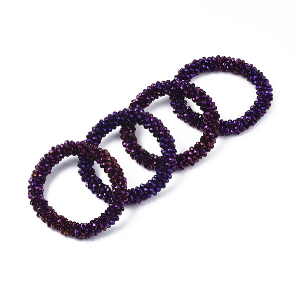 

PandaHall Faceted Electroplate Glass Beads Stretch Bracelets, Torsade Bracelets, Rondelle, Indigo, Inner Diameter: 2 inch(5cm) Glass Purple