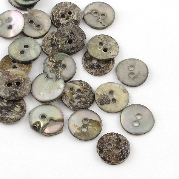 2-Hole Flat Round Sea Shell Buttons