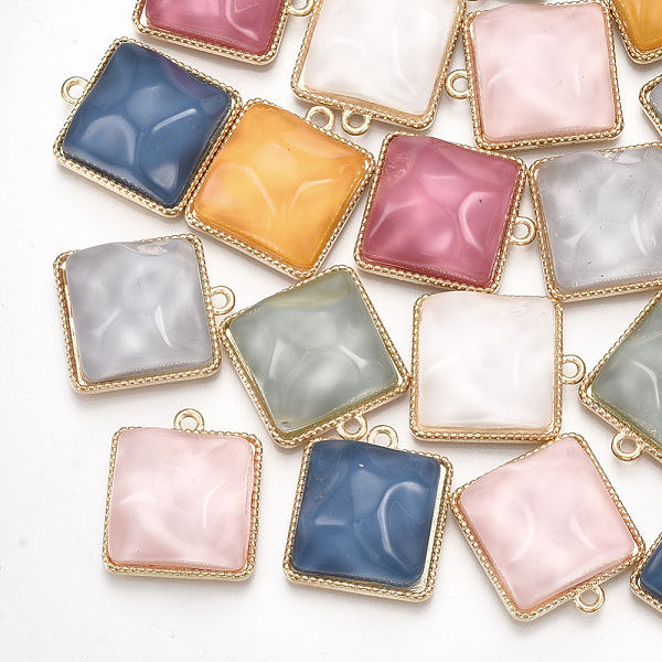 

PandaHall Resin Pendants, for DIY Jewelry Making, with Alloy Cabochon Settings, Light Gold, Mixed Color, 21x18x10mm, Hole: 1.8mm Alloy+Resin..., Multicolor