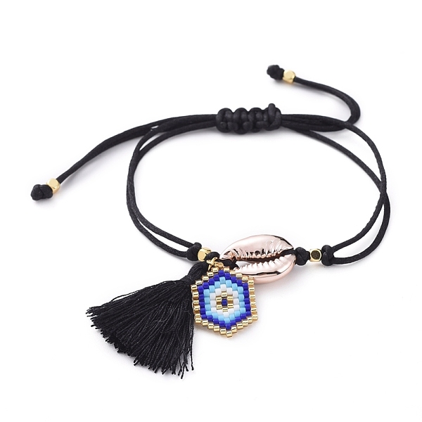 

PandaHall Braided Bead Bracelets, with Electroplated Cowrie Shell Beads, Handmade Glass Seed Beads, Nylon Thread and Cotton Thread Tassels...