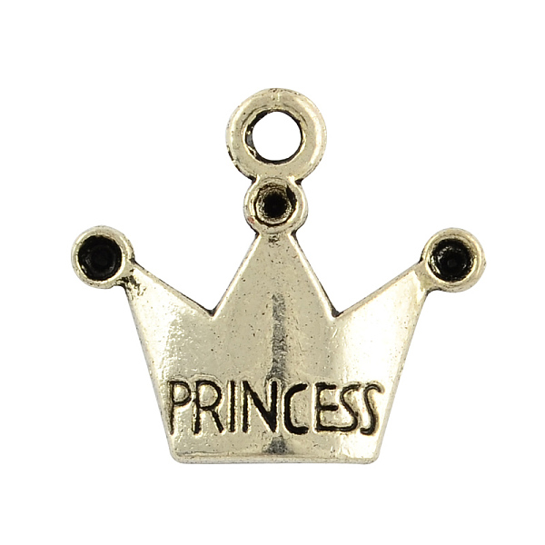 

PandaHall Tibetan Style Alloy Pendant Rhinestone Settings, Crown with Word Princess, Lead Free & Cadmium Free, Antique Silver, 17x19x1mm...