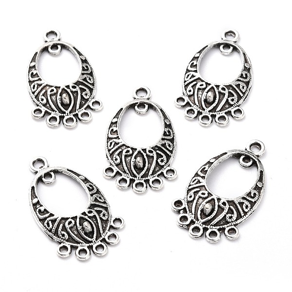 

PandaHall Tibetan Style Alloy Chandelier Component Links, Oval, Antique Silver, 36.5x20x4mm, Hole: 2.4 & 1.6mm Alloy Oval