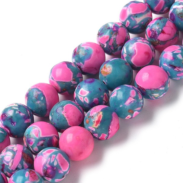 Brins de perles de jaspe impérial synthétique teint