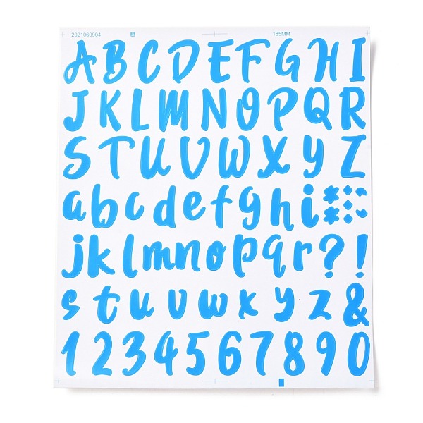 PandaHall Number & Alphabet & Sign PVC Waterproof Self-Adhesive Sticker, for Gift Cards Decoration, Light Sky Blue, 21.5x18.5x0.02cm, Tags...