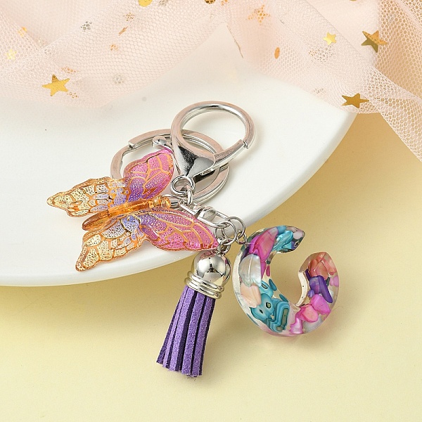 

PandaHall Resin Letter & Acrylic Butterfly Charms Keychain, Tassel Pendant Keychain with Alloy Keychain Clasp, Letter C, 9cm Acrylic Letter...
