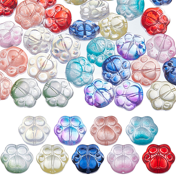 

PandaHall SUNNYCLUE 54Pcs 9 Colors Transparent Spray Painted Glass Beads, Bear Paw Print, Mixed Color, 13.5x15x8.5mm, Hole: 1mm, 6Pcs/color..., Multicolor