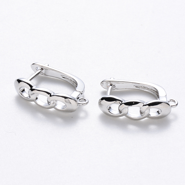 

PandaHall Brass Hoop Earring Findings with Latch Back Closure, Nickel Free, with Horizontal Loop, Curb Chain Shaped, Real Platinum Plated...