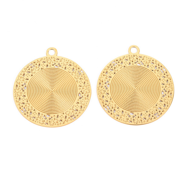 

PandaHall 304 Stainless Steel Pendants, Flat Round, Real 14K Gold Plated, 30x27x0.5mm, Hole: 2mm 304 Stainless Steel Flat Round
