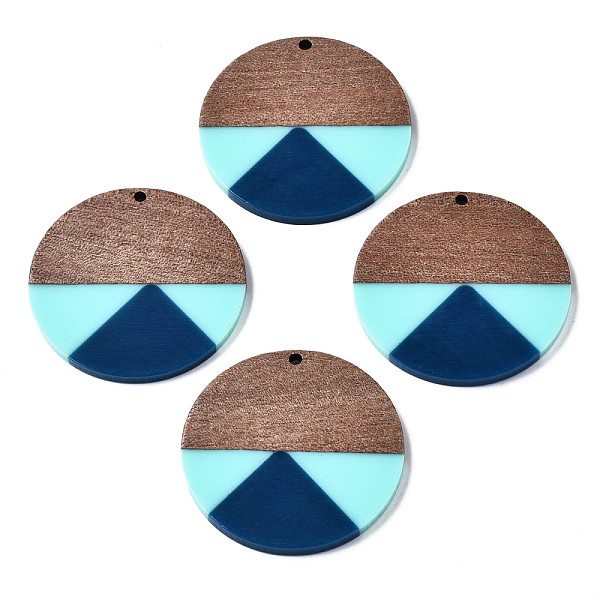 

PandaHall Resin & Walnut Wood Pendants, Flat Round, Prussian Blue, 38x3mm, Hole: 2mm Resin+Wood Flat Round