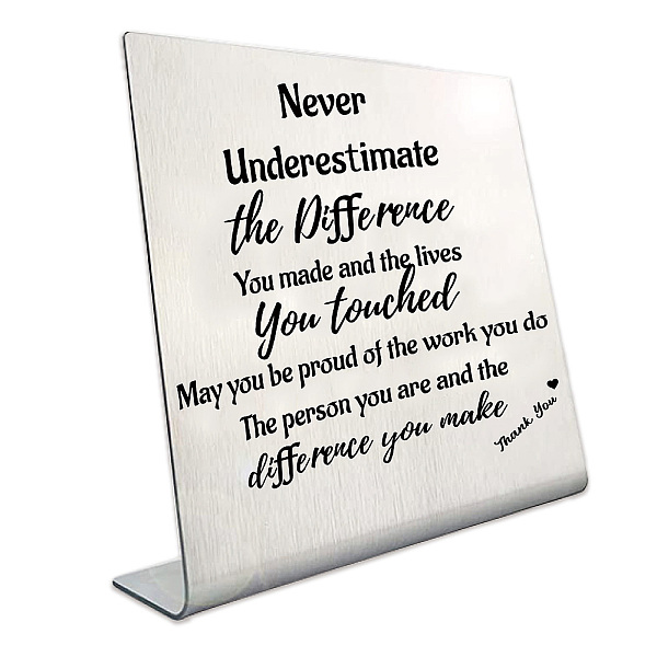

PandaHall Stainless Steel Table Plate, Stainless Steel Color, Square, Word, 100x100x30mm Stainless Steel Word